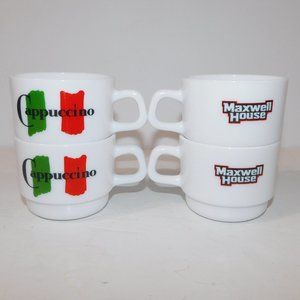 Maxwell House Cappuccino Cups Set 4 Vintage Mini Mugs Arcopal France